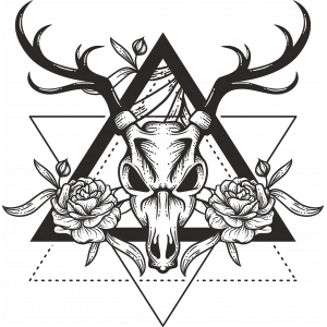 Üçgen içinde Şeytan Sticker 10x10 cmRenkli Sticker