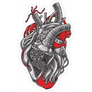 Mekanik Kalp Sticker 10x10 cmRenkli Sticker