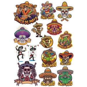 Meksika Temalı Sticker Set-3 15 Parça Telefon, Tablet, Defter, Laptop Sticker