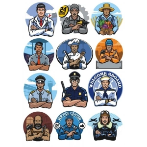 Meslekler Sticker Set-2 12 Parça Telefon, Tablet, Defter, Laptop Sticker