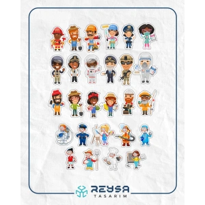 Meslekler Sticker Set 25 Parça Telefon, Tablet, Defter, Laptop Sticker