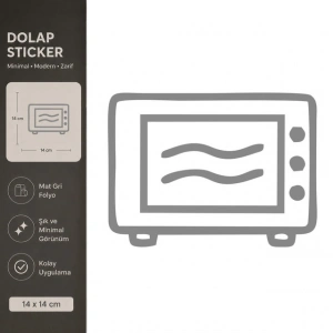 Mikrodalga Mat Gri Dekoratif Folyo Sticker 14x14 cm
