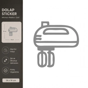Mikser Mat Gri Dekoratif Folyo Sticker 14x14 cm