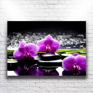 Mor Çiçekler Kanvas