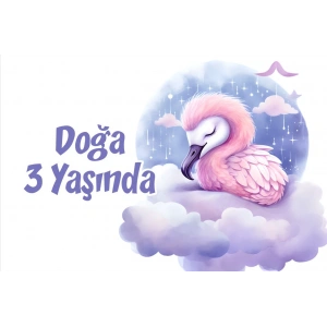 Sevimli Kuş Temalı Doğum Günü Afişi 100X150 cm