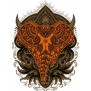 Motifli Fil Sticker 10x10 cmRenkli Sticker