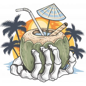 Tatil ve iskelet Eli Sticker 10x10 cmRenkli Sticker