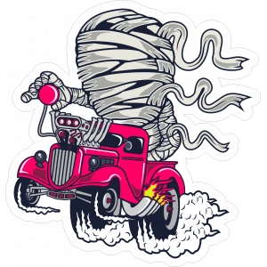 Motorcu Mumya Sticker 10x10 cmRenkli Sticker