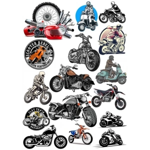 Motorcu Sticker 4 16 Parça Telefon, Tablet, Defter, Laptop Sticker