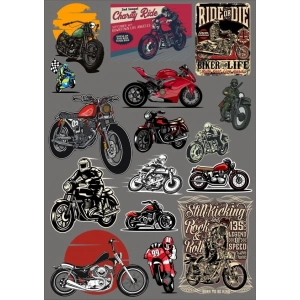 Motorcu Sticker 5 15 Parça Telefon, Tablet, Defter, Laptop Sticker