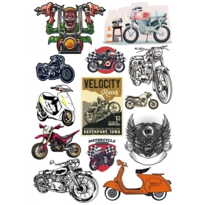 Motorcu ve Motor Sitcker Set 3 12 Parça Telefon, Tablet, Defter, Laptop Sticker