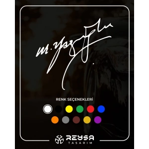 Muhsin Yazıcıoğlu İmza Sticker17x17 Cm Beyaz