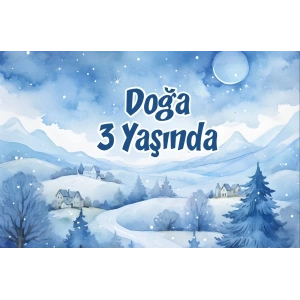 Kış Manzarası Temalı Doğum Günü Afişi 35X50 cm