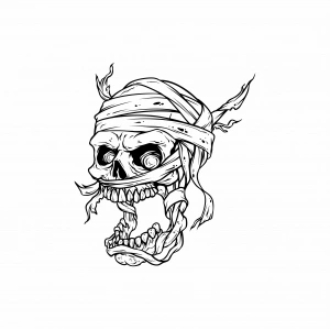 Mumya iskelet 1 Sticker 10x10 cmRenkli Sticker