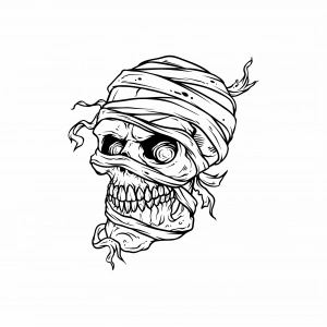 Mumya iskelet 2 Sticker 10x10 cmRenkli Sticker