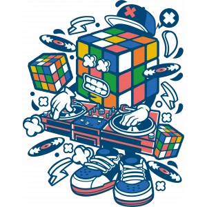 Müzik Çalan Küp Sticker 10x10 cmRenkli Sticker