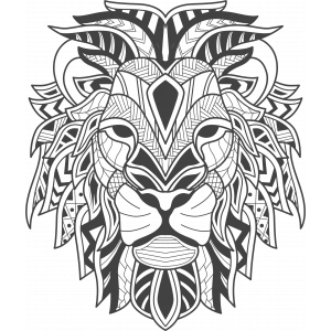 Desenli Aslan Sticker 10x10 cmRenkli Sticker