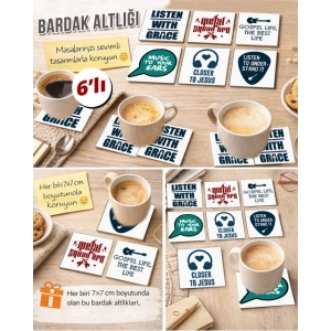 Müzik Temalı 10 7x7 – 6’lı Set Dekoratif Kare Tasarım