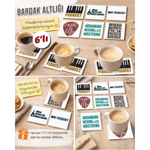 Müzik Temalı 15 7x7 – 6’lı Set Dekoratif Kare Tasarım