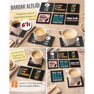 Müzik Temalı 3 7x7 – 6’lı Set Dekoratif Kare Tasarım