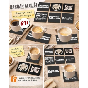 Muzik Temalı 7x7 – 6’lı Set Dekoratif Kare Tasarım