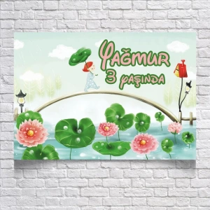 Nilüfer Temalı Doğum Günü Afişi 35x50 Cm