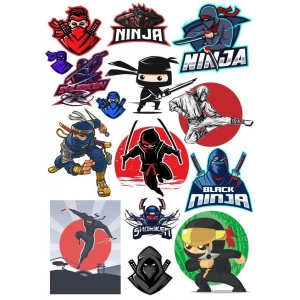 Ninja Sticker Set-1 13 Parça Telefon, Tablet, Defter, Laptop Sticker