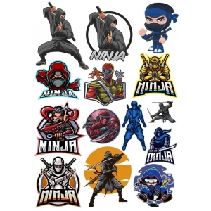 Ninja Sticker Set 5 15 Parça Telefon, Tablet, Defter, Laptop Sticker