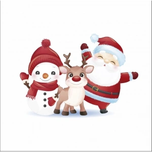 Noel Baba Geyik ve Kardan Adam Duvar Sticker