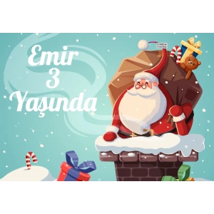 Noel Baba temalı Doğum Günü Afişi 35x50 Cm 35X50 cm