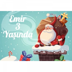 Noel Baba temalı Doğum Günü Afişi 70X100 Cm 70X100 cm