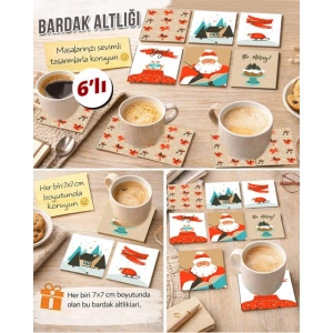 Noel Baba ve Noel 7x7 – 6’lı Set Dekoratif Kare Tasarım