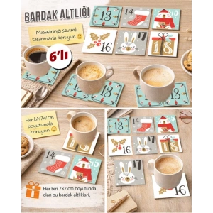 Noel Temalı 7 7x7 – 6’lı Set Dekoratif Kare Tasarım