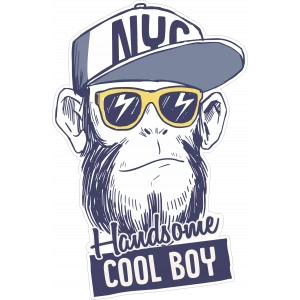 Hand Some Cool Guy Sticker 10x10 cmRenkli Sticker