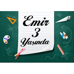 okul ve defter temalı doğum günü afişi 50X70 cm