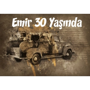 Old Araba Temalı Doğum Günü Afişi 35X50 cm