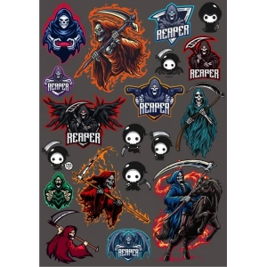 Ölüm Meleği Sticker Set 2 18 Parça Telefon, Tablet, Defter, Laptop Sticker