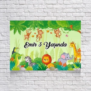 Orman ve Hayvanlar Temalı Doğum Günü Afişi 50X70 cm