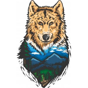 Orman ve Kurt Sticker 10x10 cmRenkli Sticker