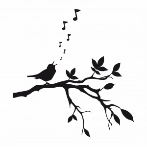 Öten Kuş Duvar Sticker Siyah 20X21 cm