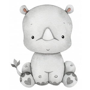 Oturan Gergedan Duvar Stickerı