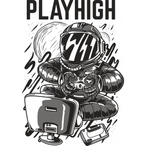 Oyun Oynayan Astronot Sticker 10x10 cmRenkli Sticker