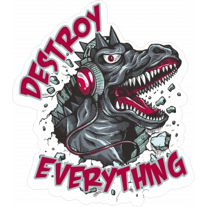 Deryo T-rex Sticker 10x10 cmRenkli Sticker
