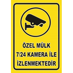 Özel Mülk Kamera İle İzlenmektedir Sticker 20X28 Cm