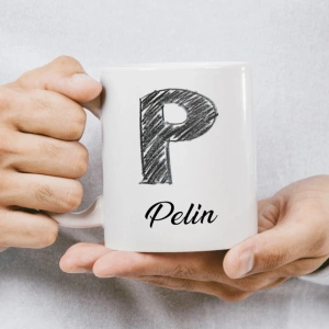 P Harfi Karakalem İsme Özel Kupa