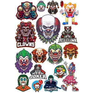 Palyaço Sticker Set 16 Parça Telefon, Tablet, Defter, Laptop Sticker