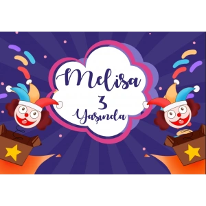 Palyaçolar Temalı Doğum Günü Afişi 50X70 cm