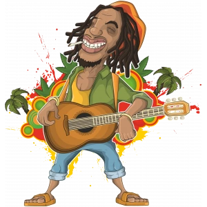 gitar çalan adam sticker 10x10 cmRenkli Sticker