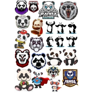 Panda Sticker Set-13 21 Parça Telefon, Tablet, Defter, Laptop Sticker