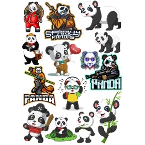 Panda Sticker Set-6 14 Parça Telefon, Tablet, Defter, Laptop Sticker
